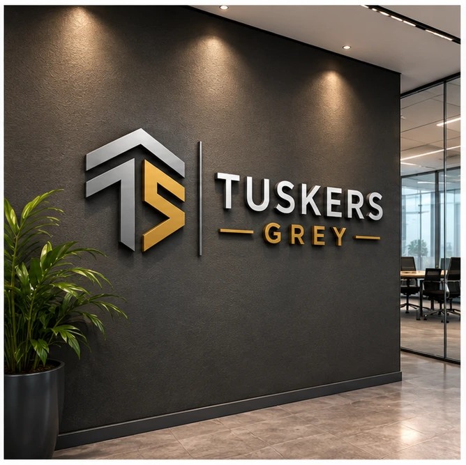 Tuskers Grey wall sign at head office